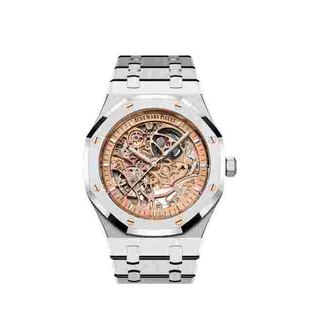 Audemars Piguet Royal Oak Double Balance Wheel Openworked
                           
                                 15407ST.OO.1220ST.02 Double Balance Wheel Openworked Stainless Steel Pink Gold-Toned Dial (2024)