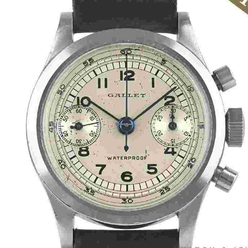Gallet
                           
                                 Multichron 30M Clamshell / Steel / Silver / Manual / Chronograph / 34mm / 1940s / Vintage