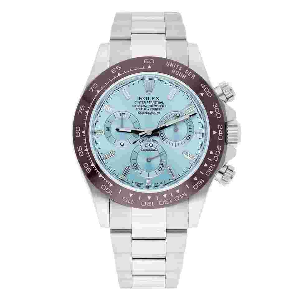 Rolex Daytona
Ice Blue Baguette Diamond Dial 40mm Platinum Watch 116506 Complete