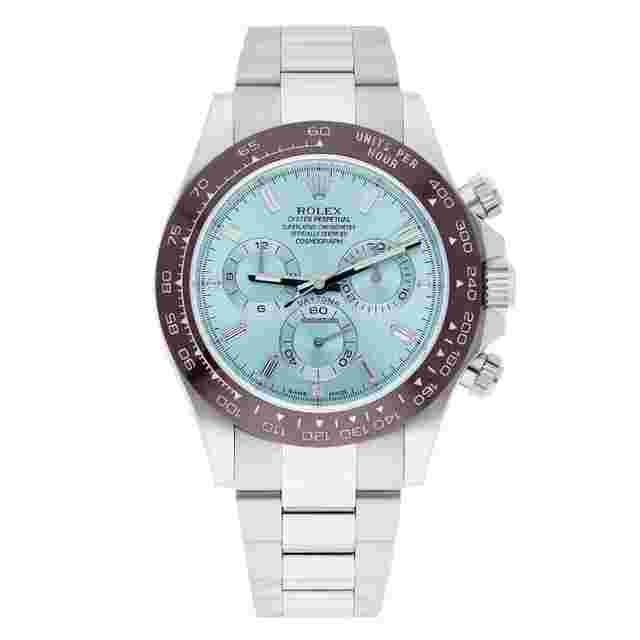 Rolex Daytona
                           
                                 Ice Blue Baguette Diamond Dial 40mm Platinum Watch 116506 Complete