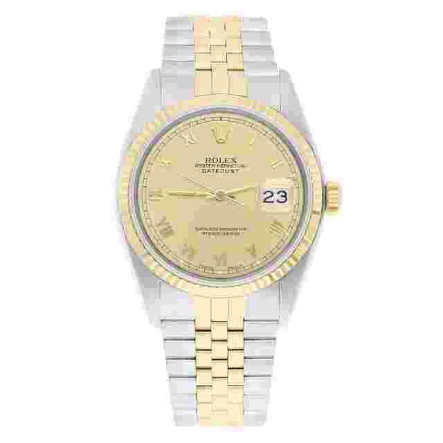 Rolex Datejust 36
                           
                                 36mm Two Tone Champagne Roman Dial Jubilee 16233 Circa 1991