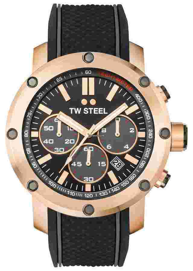 TW Steel
                           
                                 Grandeur Tech Chrono Rose Gold PVD Silicon Date Quartz Mens Watch TS5