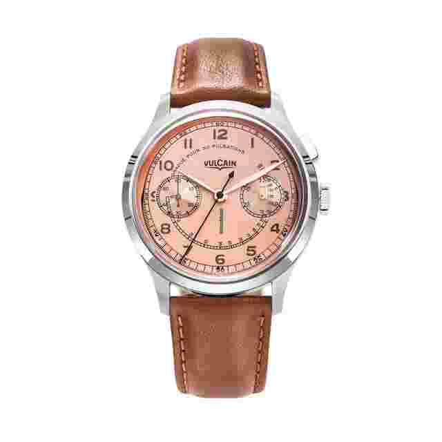 Vulcain
                           
                                 Monopusher Heritage Salmon - Brown Leather Strap - OFFICIAL DEALER