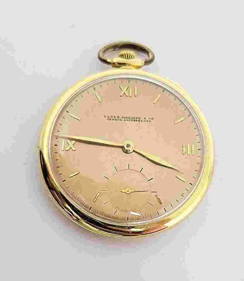 Patek Philippe
                           
                                 Antique 18K Gold PATEK PHILIPPE TIFFANY CO Open Face Pocket watch c.1919 49.3 mm