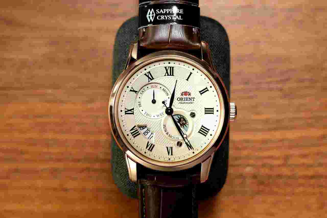 Orient Sun and Moon RN-AK0001S Classic SUN & MOON Brown Men's Watch New in Box