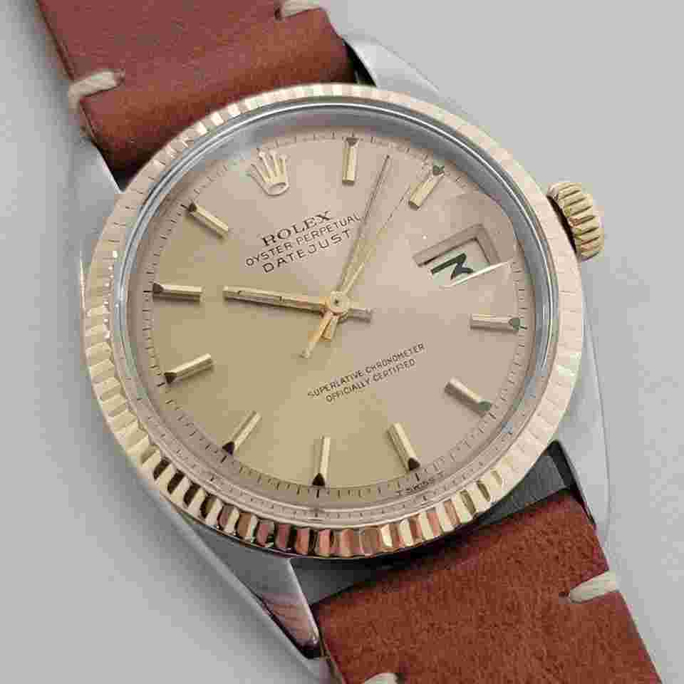 Rolex Datejust 36
Mens Rolex Oyster Datejust 1601 36mm 18k Gold SS Automatic 1960s Swiss RA318B
