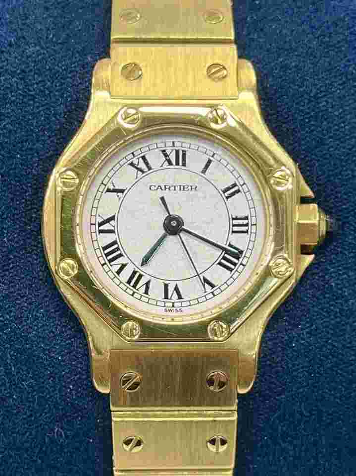 Cartier
                           
                                 Santos Octagon 0906 Yellow Gold Automatic White Dial Ladies Watch 25mm