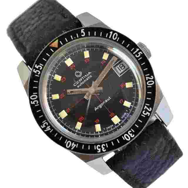 Certina
                           
                                 Argonaut 5801-122 Diver black Crosshair tritium dial 1970’s