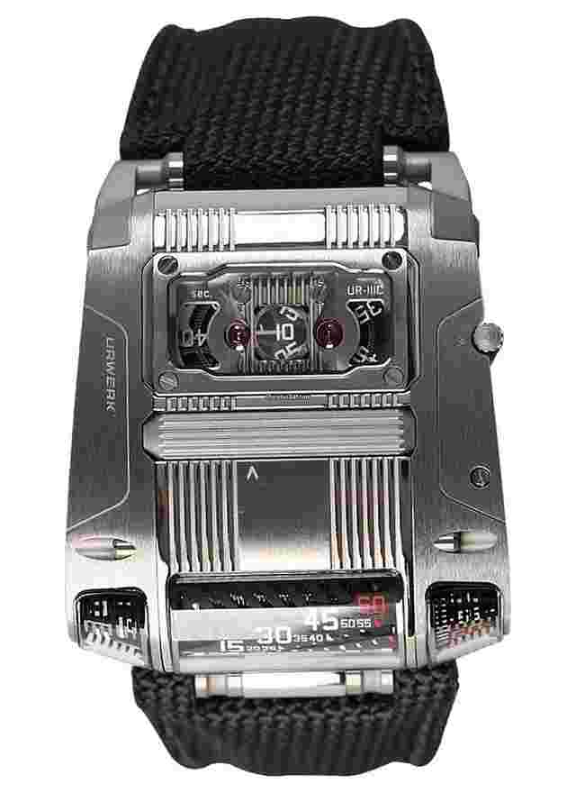 Urwerk UR-202
                           
                                 111 Cobra in Stainless Steel Limited to 25. LNIB Condition on Black Canvas Strap with Black Dial (Factory serviced Feb 2025) Box damaged