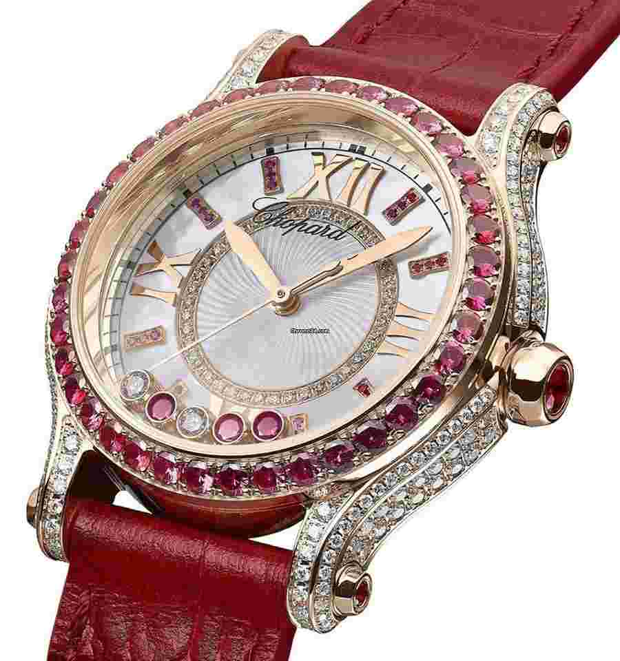 Chopard Happy Sport
                           
                                 Rose Gold Diamond & Ruby Ladies Watch 274302-5005