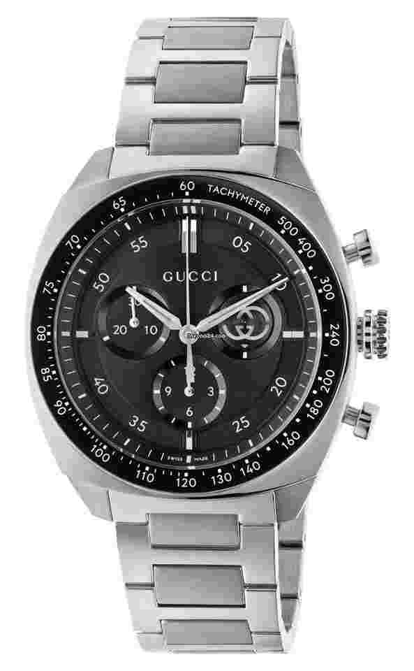 Gucci
                           
                                 Interlocking Chronograph Steel Black Dial Quartz Mens Watch YA142316