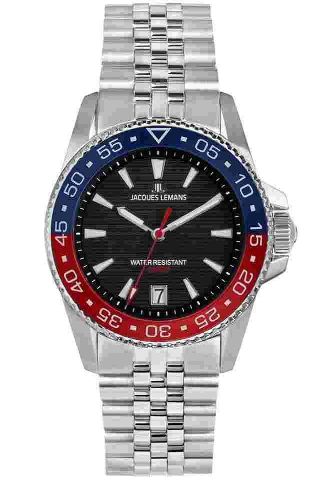 Jacques Lemans 1-2205K Herrenuhr Quarz Stahl/Schwarz 20 bar
