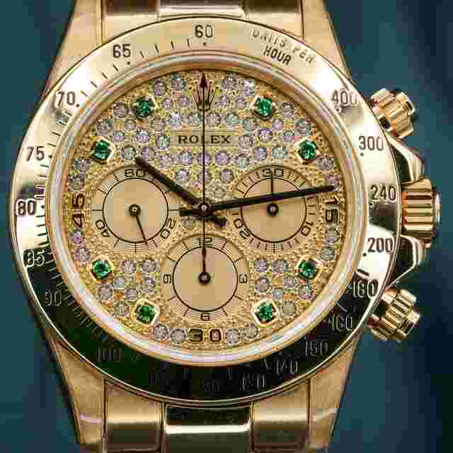 Rolex Daytona 16528 Emerald Pave All Original Paperwork