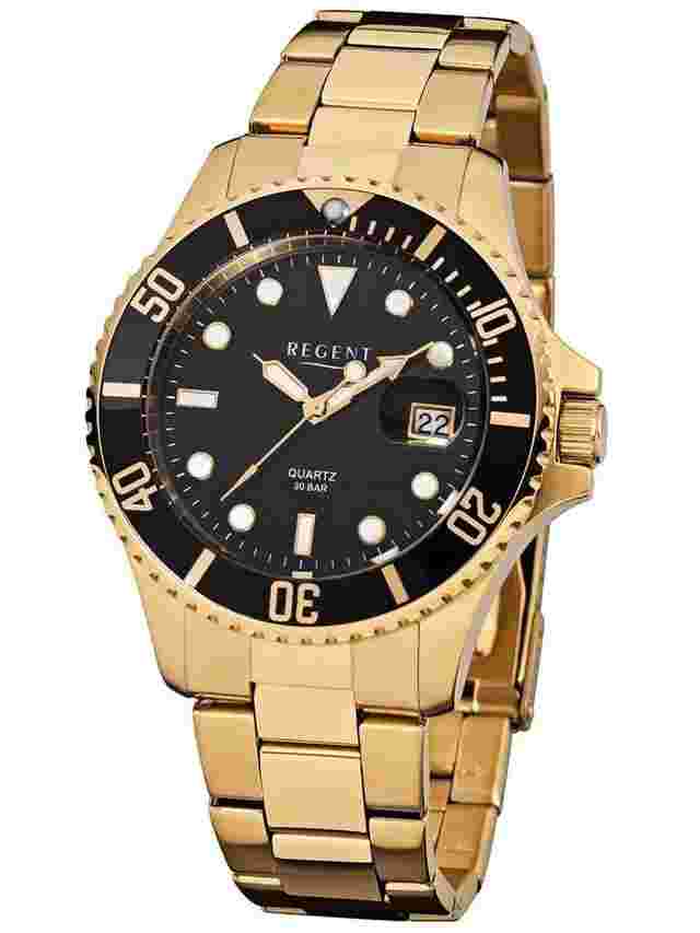 Regent F-370 Herrenuhr Quarz Goldfarben/Schwarz 