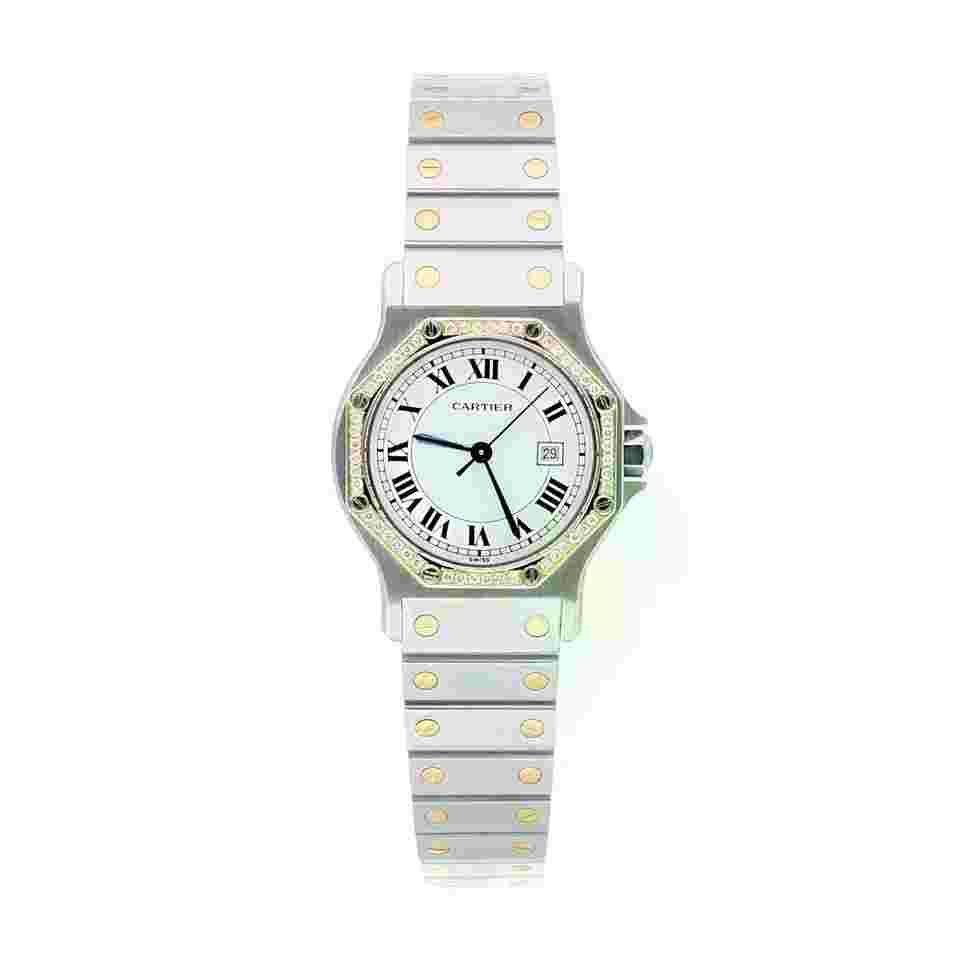 Cartier Santos Ronde Gold Octagon 29mm Women’s Watch with Diamond Bezel