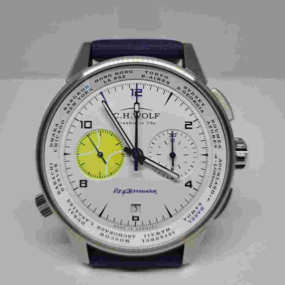 C.H. Wolf Glashutte World Time Chronograph brand new unworn