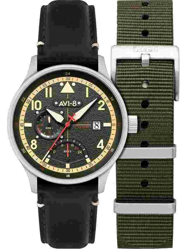 AVI-8 AV-4101-0A Herrenuhr Hawker Hurricane McKellar Dual Time 44mm 5ATM 