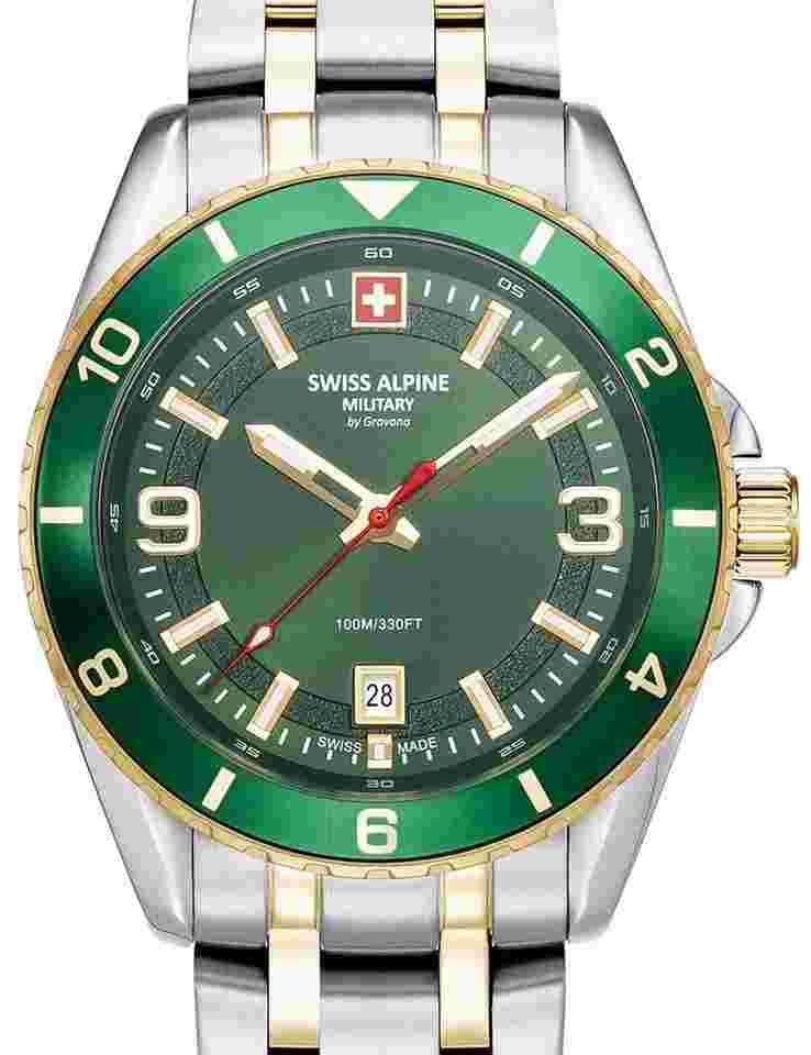 Swiss Alpine Military 7034.1144 Herrenuhr Sierra bicolor grün 42mm 10ATM
