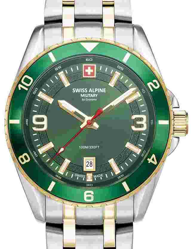 Swiss Alpine Military 7034.1144 Herrenuhr Sierra bicolor grün 42mm 10ATM 