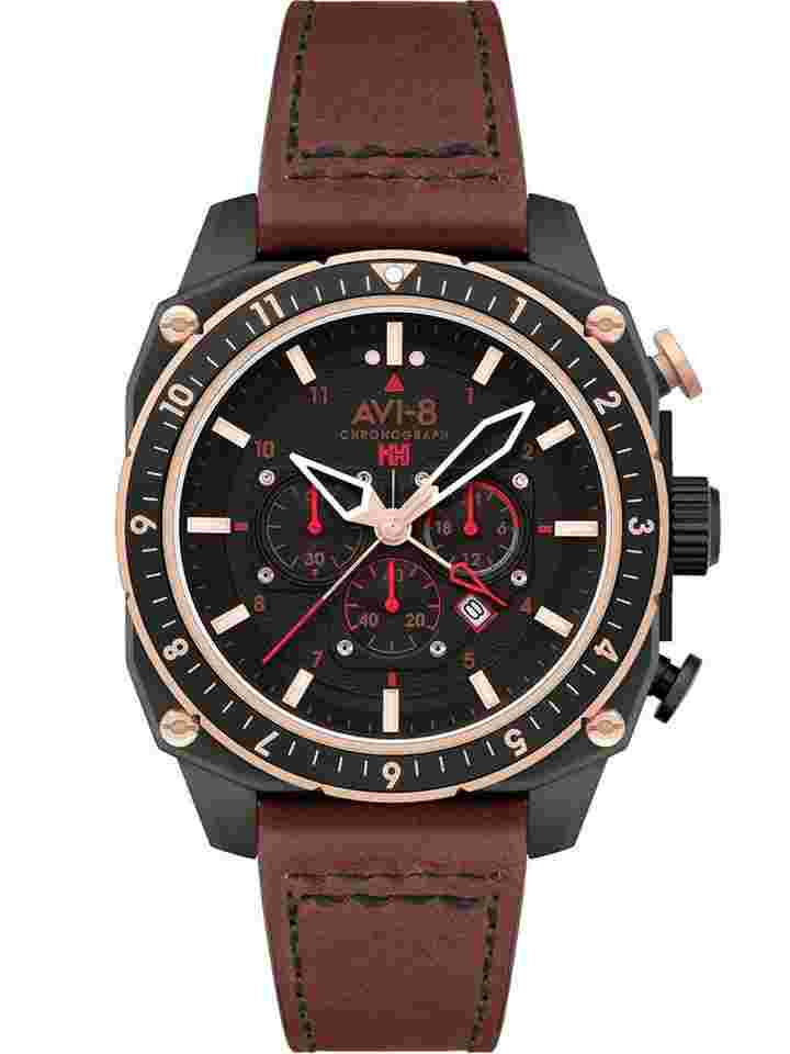 AVI-8 AV-4100-09 Herrenuhr Hawker Hunter Dual Time Chronograph 43mm 5ATM 