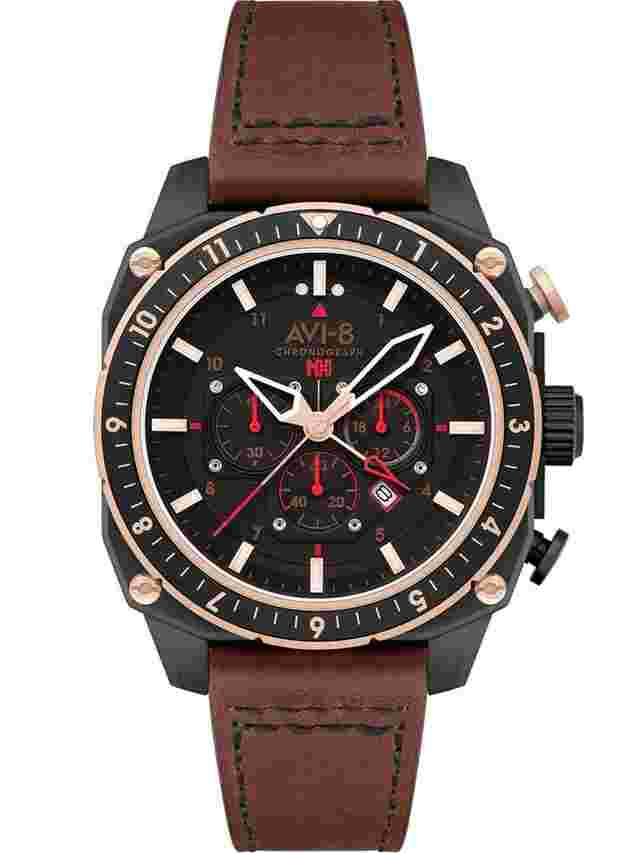 AVI-8 AV-4100-09 Herrenuhr Hawker Hunter Dual Time Chronograph 43mm 5ATM 