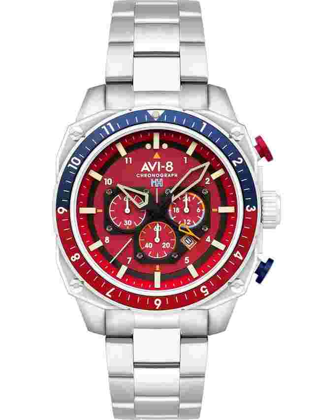 AVI-8 AV-4100-22 Herrenuhr Hawker Hunter Dual Time Chronograph 43mm 5ATM 