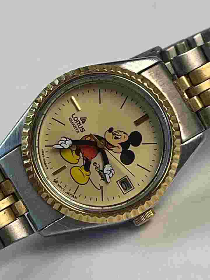 Lorus Seiko Date Mickey Mouse Disney Ladies Two-Tone Vintage Made in Japan Ref.V827-0050A0