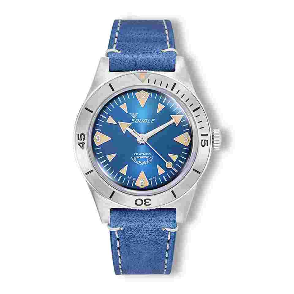 Squale Super-Squale Big Arrows - BLUE - Blue Leather Strap - OFFICIAL DEALER - FACTORY NEW - FULL WARRANTY