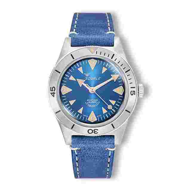 Squale Super-Squale Big Arrows - BLUE - Blue Leather Strap - OFFICIAL DEALER - FACTORY NEW - FULL WARRANTY