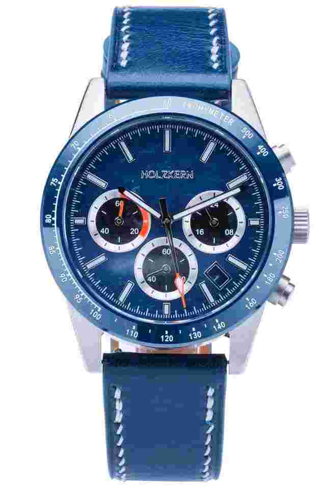 Holzkern Herrenuhr Titan Neverrest Marmor/Blau 