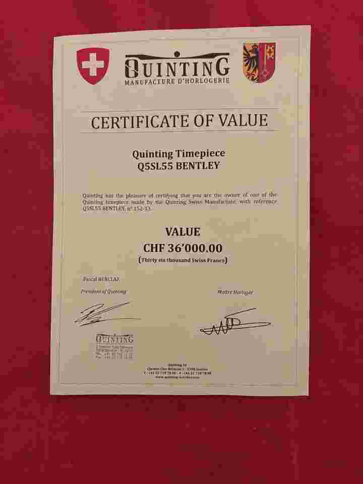 Quinting Timepiece BENTLEY unique piece