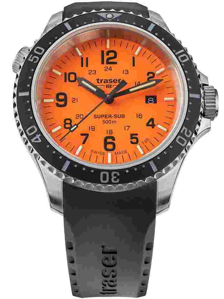 Traser H3 109380 P67 T25 SuperSub Orange Herrenuhr 46mm Taucheruhr 50ATM