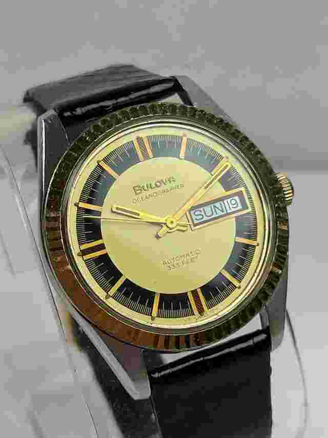 Bulova Oceanographer 333Ft Automatic Quick Set Calendar Day/Date Two Tone Dial Case Vintage Swiss Made
