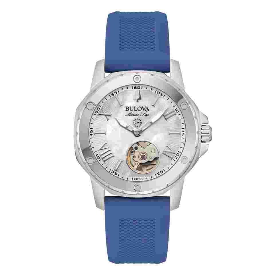 Bulova Marine Star Lady Automatic Motherpearl 96L324 Official Dealer Full set
