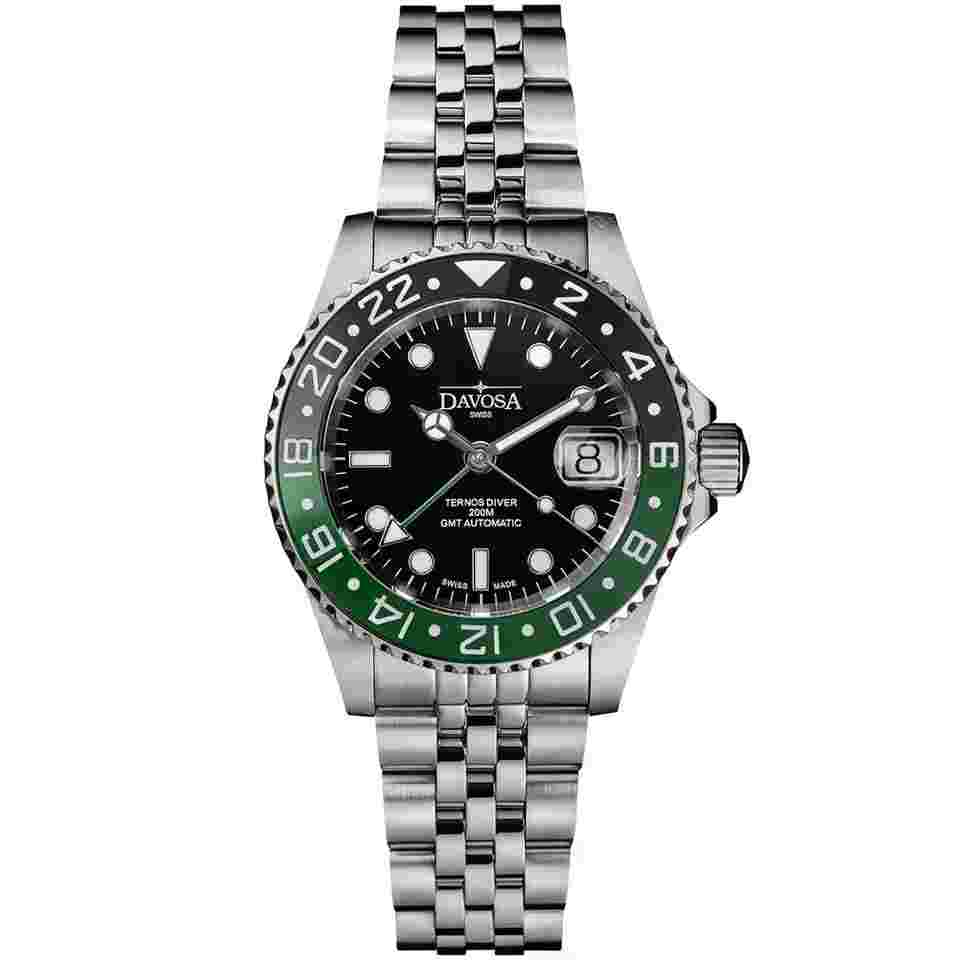 Davosa Black Ternos Automatic Black Dial Stainless Men's Watch Ternos With choice of type of bracelet