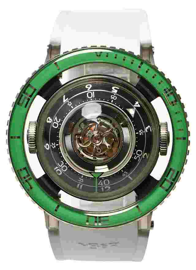 MBandF Aquapod HM07 in Titanium Green Limited Edition of 50 on White Rubber Strap with Black Dial 