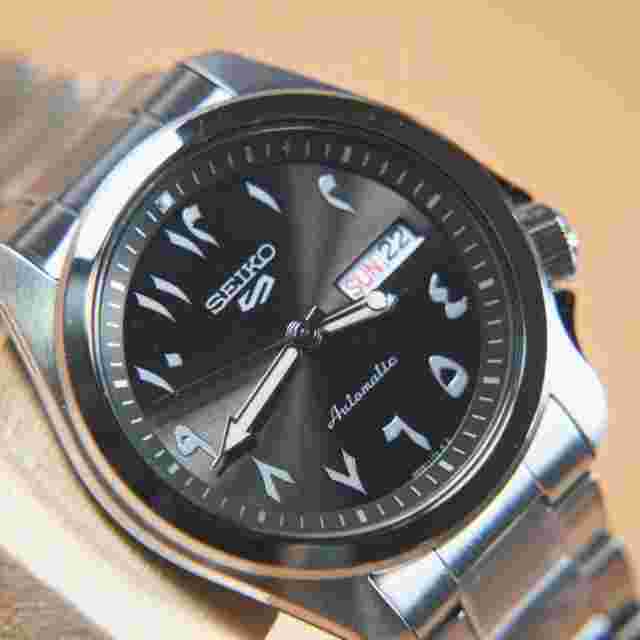 Seiko 5 Automatic Arabic Grey Dial Stainless Steel Men's Watch (Exclusive Model) 