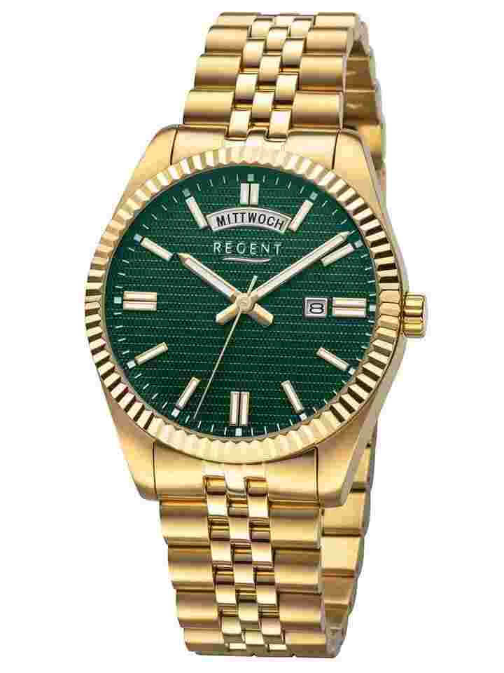 Regent BA-882 Herrenuhr Goldfarben/Dunkelgrün