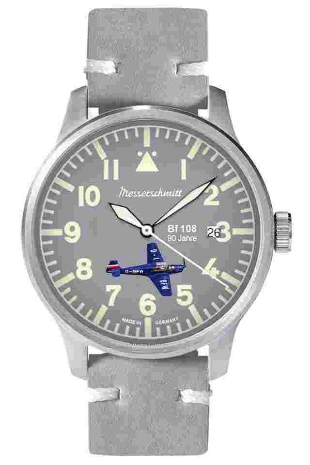 Messerschmitt ME-42BF108L Herren-Fliegeruhr Quarz Grau 