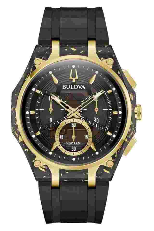 Bulova 98A328 Herrenuhr Chronograph Curv Schwarz/Goldfarben