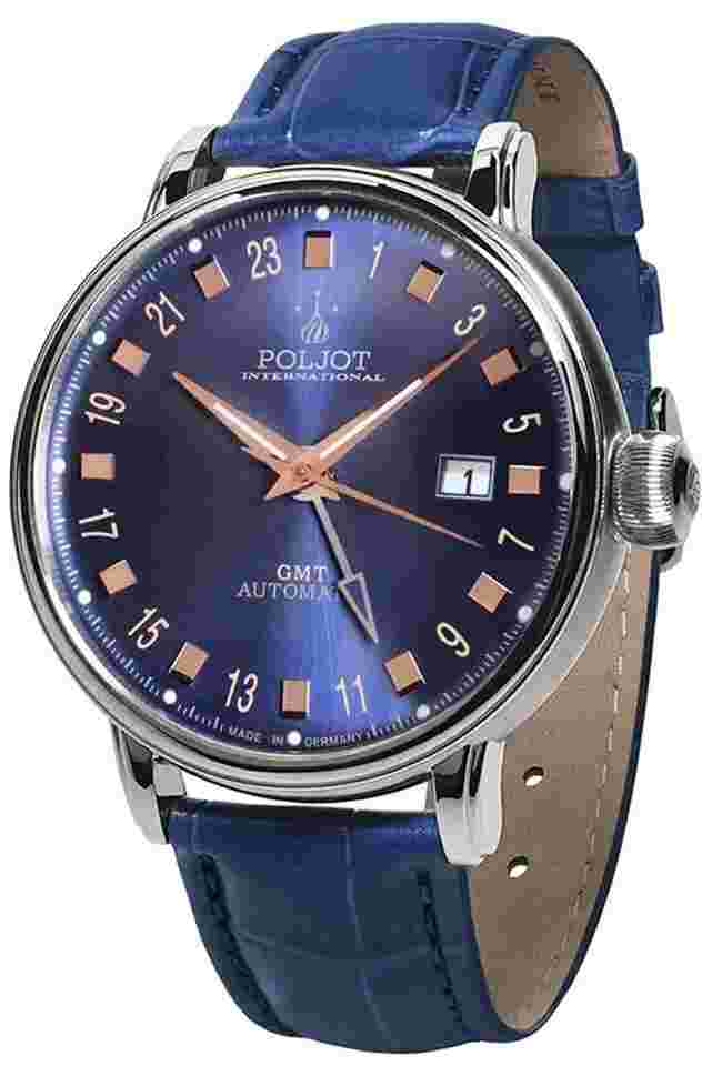 Poljot International 34NH.4200114 Herren-Armbanduhr Automatik Jaros GMT Blau