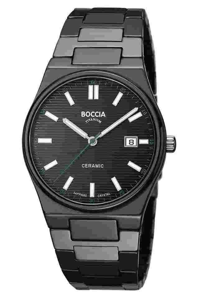 Boccia 3675-01 Herrenuhr Keramik/Titan mit Saphirglas Schwarz 