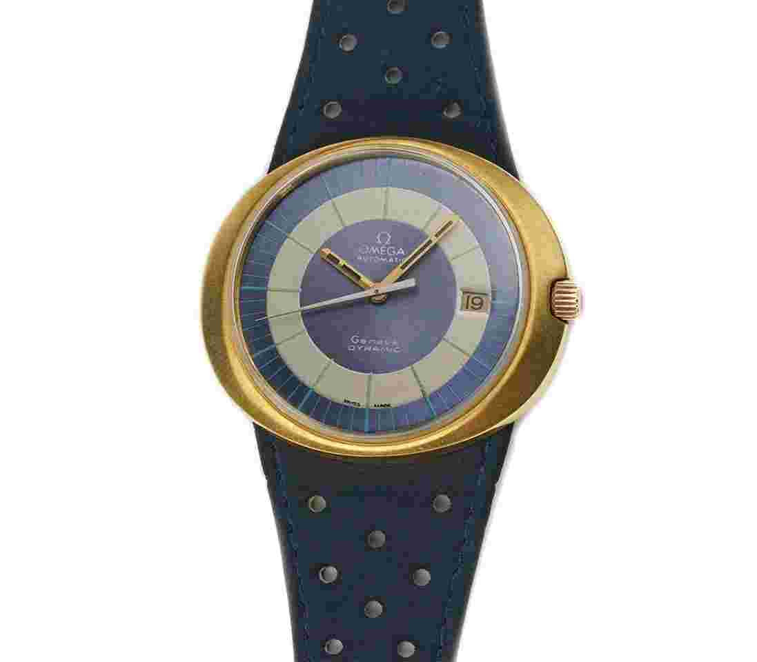 Omega Genève Dynamic 41mm Vintage 18k YG Blue Bullseye Dial Auto
