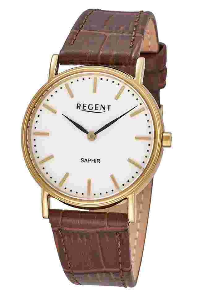 Regent F-1572 Damenuhr Quarz Braun/Goldfarben 