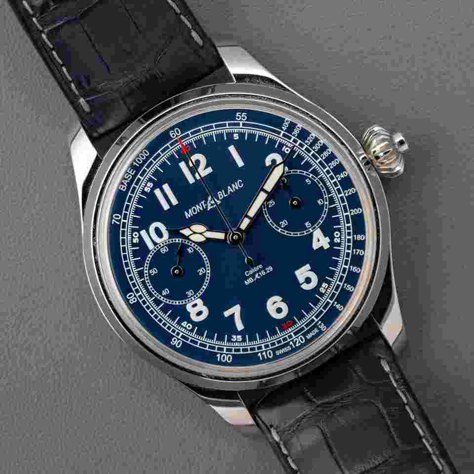 Montblanc 1858 Chronograph Tachymeter Limited Edition Blue Dial 44mm