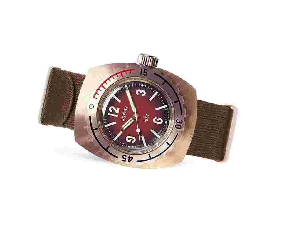 Vostok RUSSIAN WATCH AUTOMATIK 1967 DIVER RETRO BRONZE 90807B FULL SET