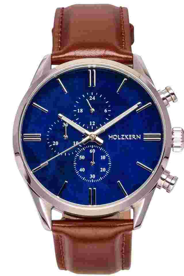 Holzkern Herrenuhr Chronograph Naturalist Marmor/Silberfarben