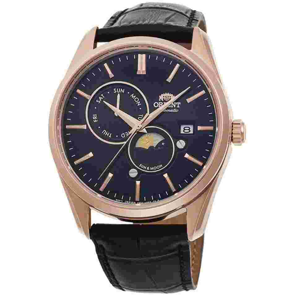 Orient Sun and Moon SUN&MOON analog Mechanical leather strap watch RN-AK0304B