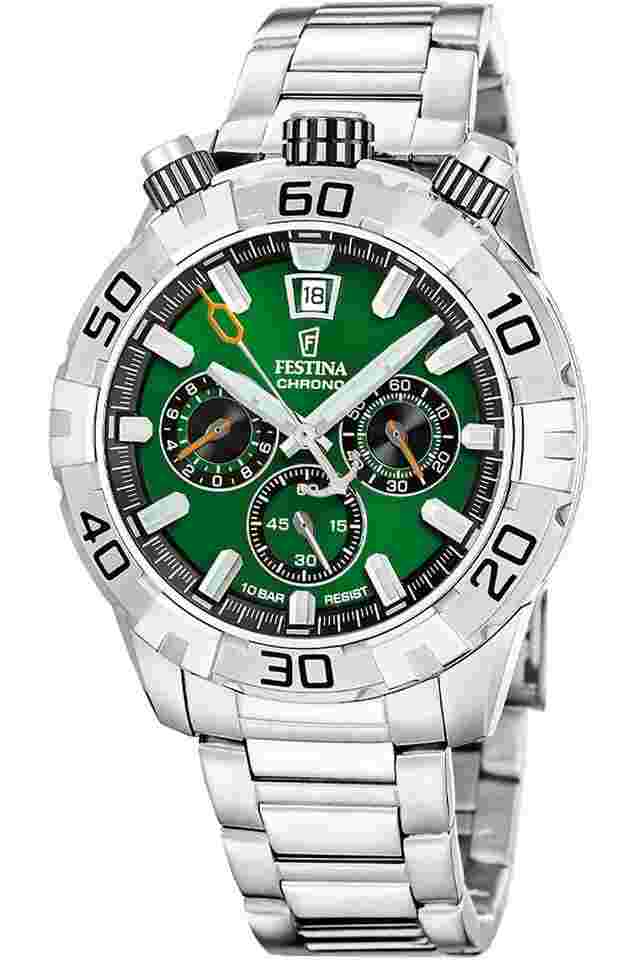 Festina F20743/2 Herrenuhr Bullhead Grün mit Stahlband