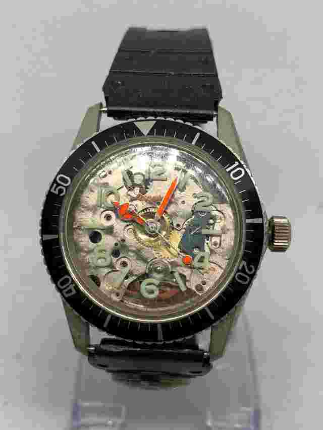 Lucerne Vintage 12623 Skeletonized Diver Men's Mechanical Wristwatch Swiss 
